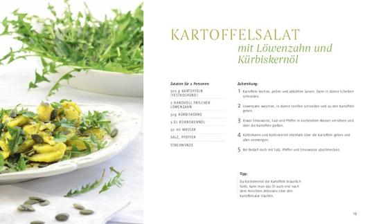 Рецепт "Картофельный салат с одуванчиком и тыквенным маслом" из "Vegane Fitness-Küche", стр. 19
