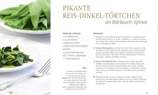 Rezept "Pikante Reis-Dinkel-Törtchen an Bärlauch-Spinat" aus "Vegane Fitness-Küche", S. 55