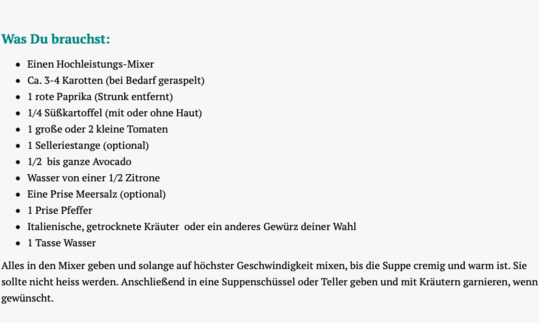 Recipe "Raw Vegan Pepper and Carrot Soup" from Julia Rawsome - Nice with raw food.