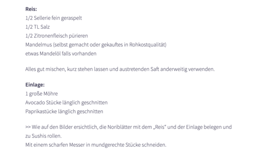 Recipe (1/2) "Sushi with celery rice" from the blog "Kraftort Rohkostküche" by Lena Erlmann.