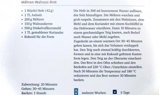 Rezept "Möhren-Walnuss-Brot" aus dem Buch "Vegane Kinderernährung", Seite 140.