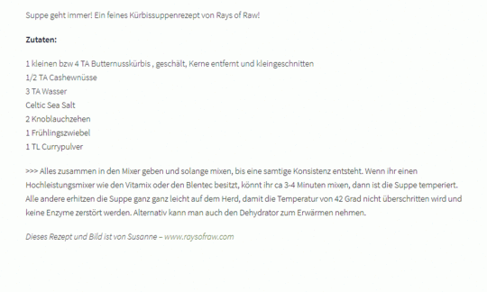 Recipe "Butternut squash soup with sprouts" from the blog "Kraftort Rohkostküche" by Lena Erlman.