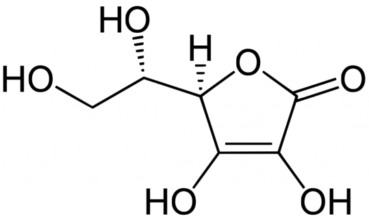 42/5000 Structure of vitamin C (L-ascorbic acid).