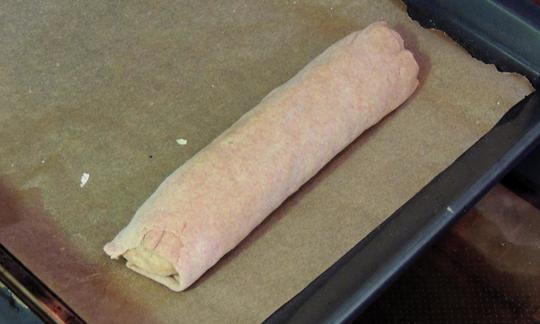 Strudel prepared and ready to bake for the recipe Vegetable Strudel with Frankfurt Green Sauce