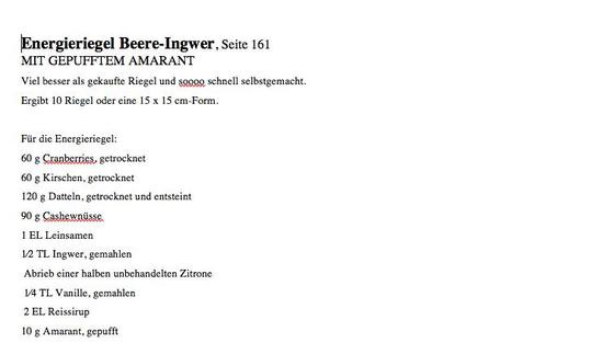 Teil 1 des Originalrezeptes aus dem Buch, Seite 161: Liste der Zutaten.