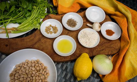 Ingredients for Baked Green Falafel with Pea Protein from "Protein-Ninja", pp. 140-41