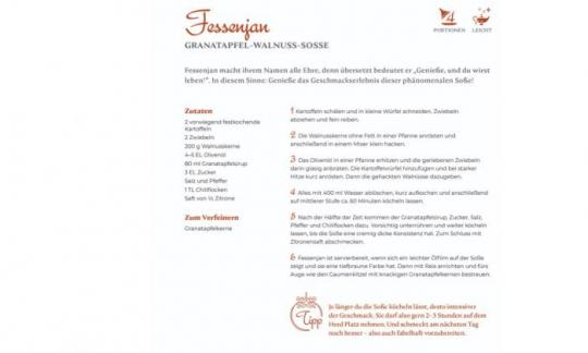 Картинка рецепта «Гранатово-ореховый соус» из кулинарной книги «Восток встречает вегана», стр. 67.