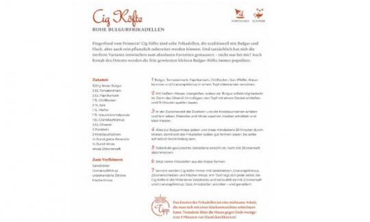 Rezept "Rohe Bulgurfrikadellen" aus dem Kochbuch "Orient trifft vegan", Seite 79.