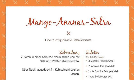 Erster Teil vom Rezept "Mango-Ananas-Salsa" aus dem Buch "Grill Vegan", Seite 29