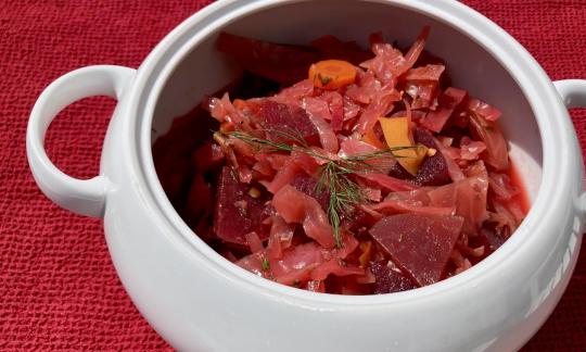 Картинка с рецептом приготовления «Веганский украинский борщ без масла» (твердый).