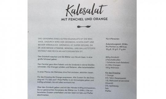 Rezept "Kalesalat mit Fenchel und Orange" aus "Taste of life", Seite 132.