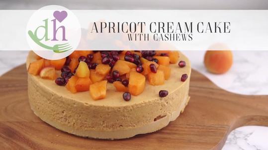 Cashews or macadamia nuts can be used for this delicious apricot cream cake.