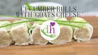 These cucumber rolls with "goat cheese" and mint sauce are ideal as an appetizer or finger food.