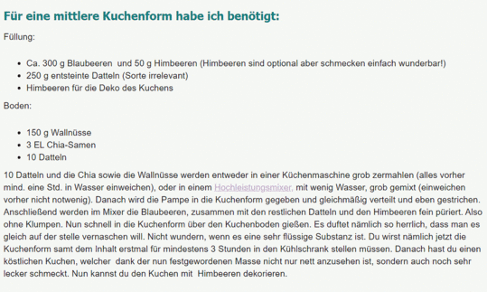 Recipe: Sweet raw-vegan blueberry cake with walnuts from Julia Rawsome.