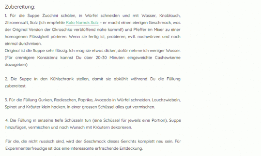 Rezept Teil 2 von 2 von "Okroschka" aus "Rawexotic.com" von Victoria Rust
