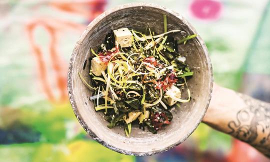 Seaweed, Wild Rice, Tofu, Sesame and Spring Onion Salad from “Wholefood Heaven in a Bowl,” p. 41