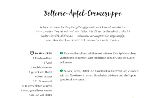 Rezept "Sellerie-Apfel-Cremesuppe" aus dem Buch "Rohgenuss" von Michaela Russmann, Seite 52