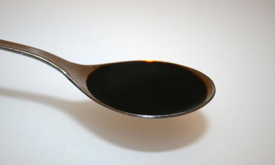 A spoon of soy sauce. Tests conducted in Japan rate soy sauce based on the following four criteria: color, consistency, aroma, and flavor. Spoon with sweet soy sauce: is most commonly used in Indonesian cuisine.