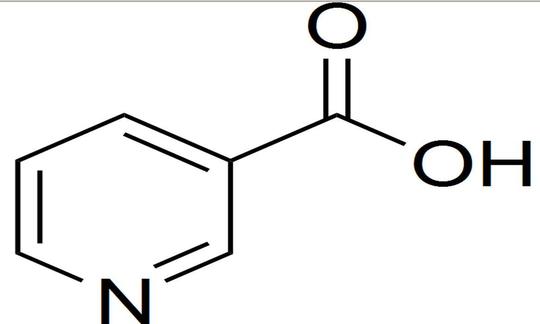Structure of niacin (nicotinic acid).