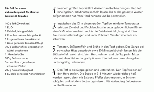 Recipe "Sweet potato and peanut soup" from the book "Vegan for the family" by Jérôme Eckmeier