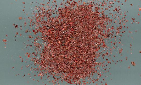 Spice mixture of Gerber Sumac (Rhus coriaria) on greyish-blue background. Spice mixture of Gerber Sumac (Rhus coriaria) on greyish-blue background.