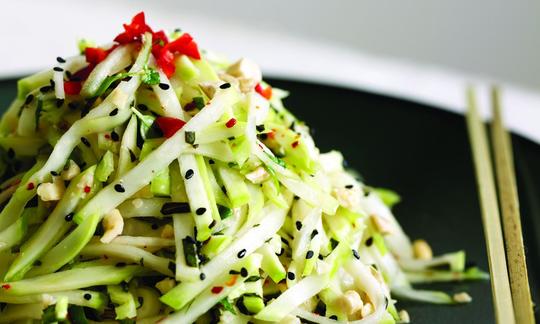 Thai Salad with Kohlrabi, Cilantro, and Mint from the cookbook “Everyday Raw Express,” page 73