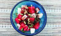 Watermelon Jicama Salad from the cookbook “Vegan Mexico” by Jason Wyrick, p. 141