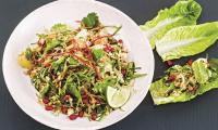 Aromatic Thai Salad with Pomelo and Pomegranate from “Fresh Vegan Kitchen” by D. & C. Bailey, p. 75