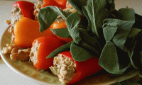 Recipe picture "Stuffed peppers with mushroom and walnut filling" from the blog "Tilias Rohkostleben".