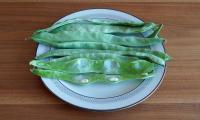 Green beans on a plate. Green beans are often used as an ingredient in soups and other dishes.