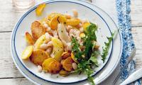 White Beans with Apples, Pears, and Fried Potatoes (Weiße Bohnen mit Apfel Birne und Bratkartoffel) from the cookbook “Das vegane Kochbuch meiner Oma” p. 57