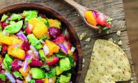 Glowing Strawberry-Mango Guacamole from the cookbook “The Oh She Glows Cookbook,” p. 80