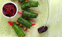Recipe picture "Spinach dolma with date sauce" from "Сыроедение. Энергия живой еды" by G. Breiova, p. 121