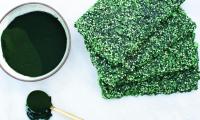 Spirulina Sesame Bars from the cookbook “Raw and Radiant” by Summer Sanders, p. 178