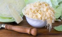 Sauerkraut, raw, unpasteurized (Brassica oleracea) produced in a noncommerical kitchen.