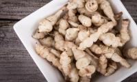 Knollenziest - Stachys affinis - as a cleaned tubers in square ceramic bowl.