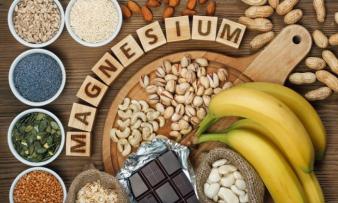 12 natural products containing much magnesium (Mg) distributed on table. 12 natural products containing much magnesium (Mg) distributed on table.