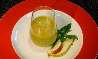 Sweet and Tart Morning Smoothie with Grapefruit and Ginger, ready to serve Sweet and Tart Morning Smoothie with Grapefruit and Ginger, ready to serve