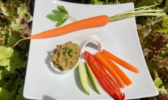 Rezeptbild "Erb-Mischung Daikon-Kimchi", angerichtet mit Gemüsesticks zum Dippen. Rezeptbild "Erb-Mischung Daikon-Kimchi", angerichtet mit Gemüsesticks zum Dippen.