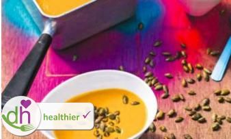 Оригинальное фото рецепта «Батато-кокосовый суп с тыквенными семечками» из «Wholefood ...», стр. 5 Оригинальное фото рецепта «Батато-кокосовый суп с тыквенными семечками» из «Wholefood ...», стр. 5